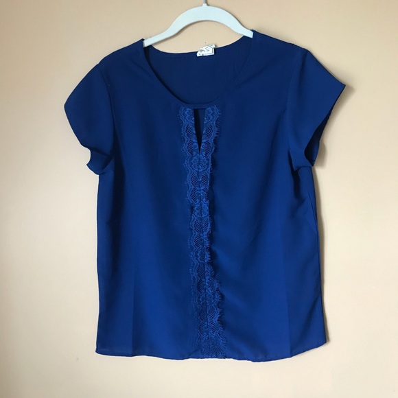 royal blue short sleeve blouse